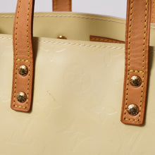 将图片加载到图库查看器中。 LOUIS VUITTON ルイヴィトン モノグラム リードPM ヴェルニ ペルル ホワイト アイボリー クリームイエロー ミニトートバッグ ゴールド金具 M91336 美品 中古 4a005805