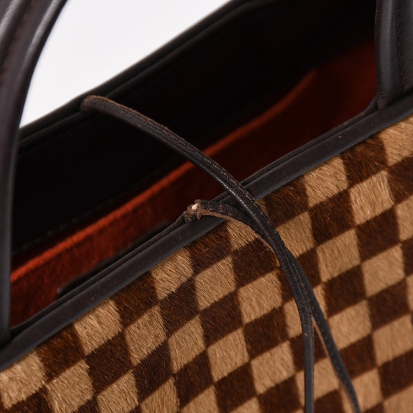 極美品 LOUIS VUITTON ルイヴィトン インパラ ハンドバッグ ハラコ ダミエソバージュ ブラウン ベージュ M92133 中古 4a005815