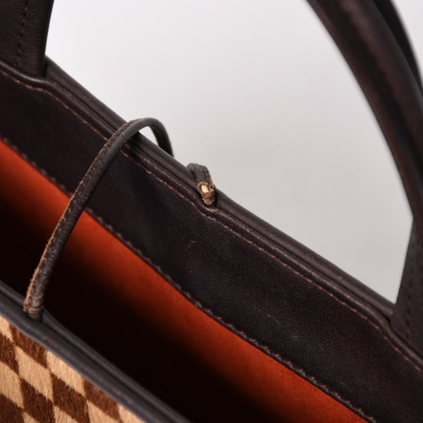極美品 LOUIS VUITTON ルイヴィトン インパラ ハンドバッグ ハラコ ダミエソバージュ ブラウン ベージュ M92133 中古 4a005815