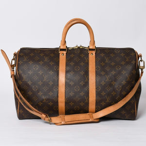 LOUIS VUITTON Keepall Bandouliere 45 Boston Bag M41418 Monogram Brown Gold Hardware Good Condition Used 4a000580
