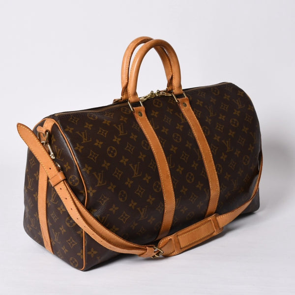 LOUIS VUITTON Keepall Bandouliere 45 Boston Bag M41418 Monogram Brown Gold Hardware Good Condition Used 4a000580