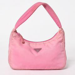 PRADA Hobo One Shoulder Bag Triangle Logo Triangle Logo Plate Nylon Pink Used 4a005829