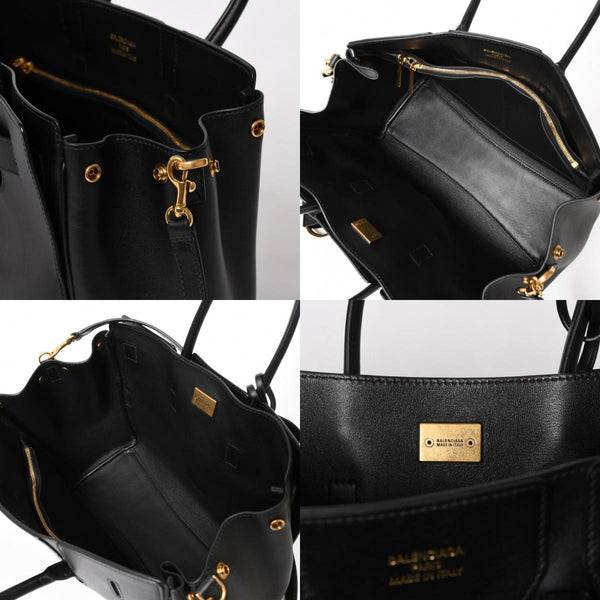 極美品 BALENCIAGA バレンシアガ ベルエアー ミディアム キャリーオール レザー 2WAY ハンドバッグ ブラック ゴールド金具 812545 中古 4a005863