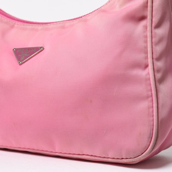 PRADA Hobo One Shoulder Bag Triangle Logo Triangle Logo Plate Nylon Pink Used 4a005829