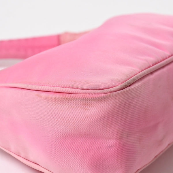 PRADA Hobo One Shoulder Bag Triangle Logo Triangle Logo Plate Nylon Pink Used 4a005829