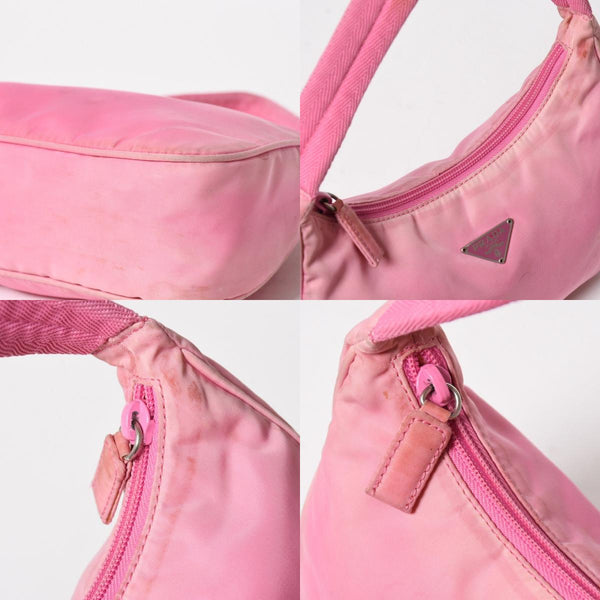 PRADA Hobo One Shoulder Bag Triangle Logo Triangle Logo Plate Nylon Pink Used 4a005829