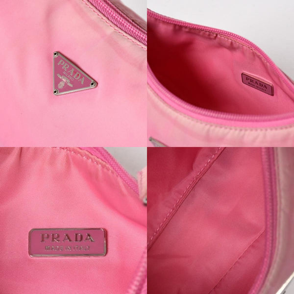 PRADA Hobo One Shoulder Bag Triangle Logo Triangle Logo Plate Nylon Pink Used 4a005829