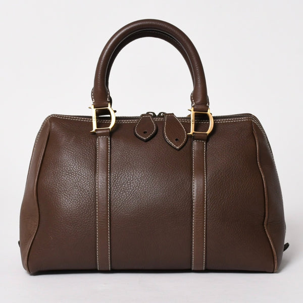Very good condition CHRISTIAN DIOR Christian Dior leather brown handbag gold hardware RU 0061 used 4a005784
