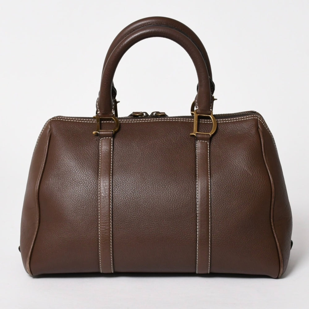 極美品 CHRISTIAN DIOR クリスチャンディオール レザー ブラウン ハンドバッグ ゴールド金具 RU 0061 中古 4a005784