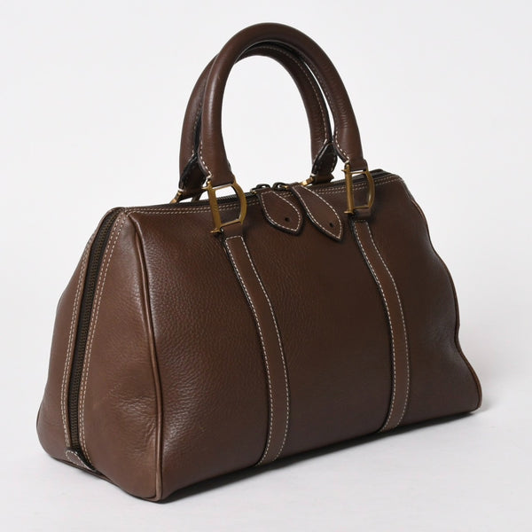 Very good condition CHRISTIAN DIOR Christian Dior leather brown handbag gold hardware RU 0061 used 4a005784