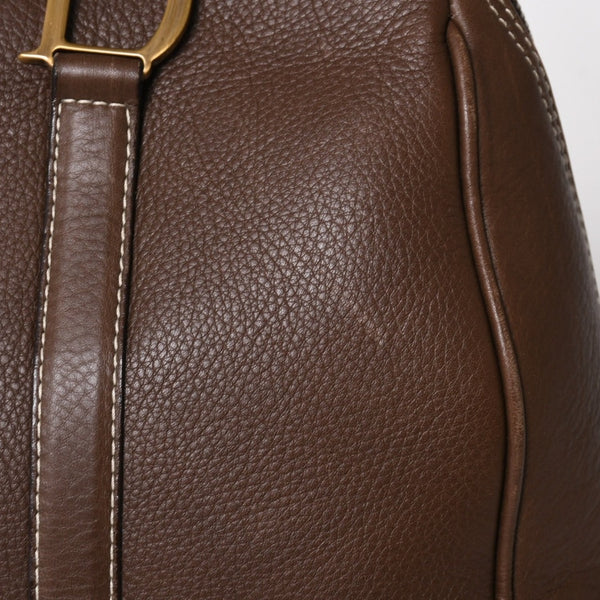 Very good condition CHRISTIAN DIOR Christian Dior leather brown handbag gold hardware RU 0061 used 4a005784