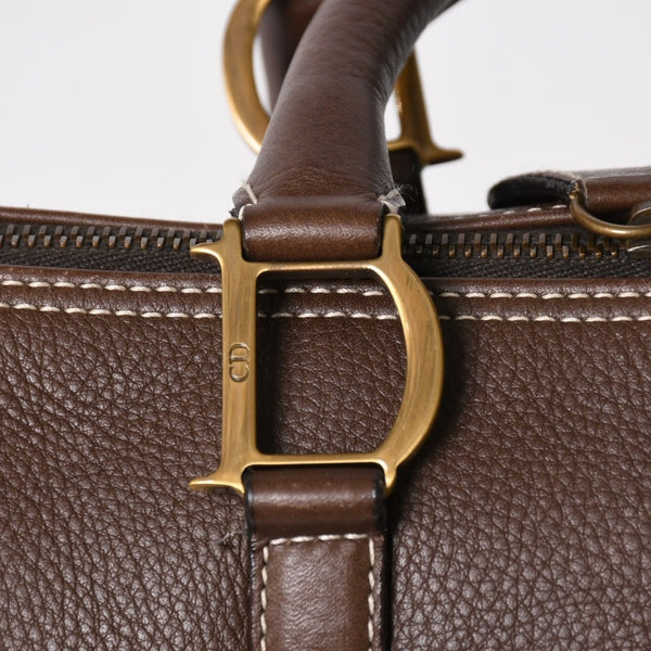 Very good condition CHRISTIAN DIOR Christian Dior leather brown handbag gold hardware RU 0061 used 4a005784