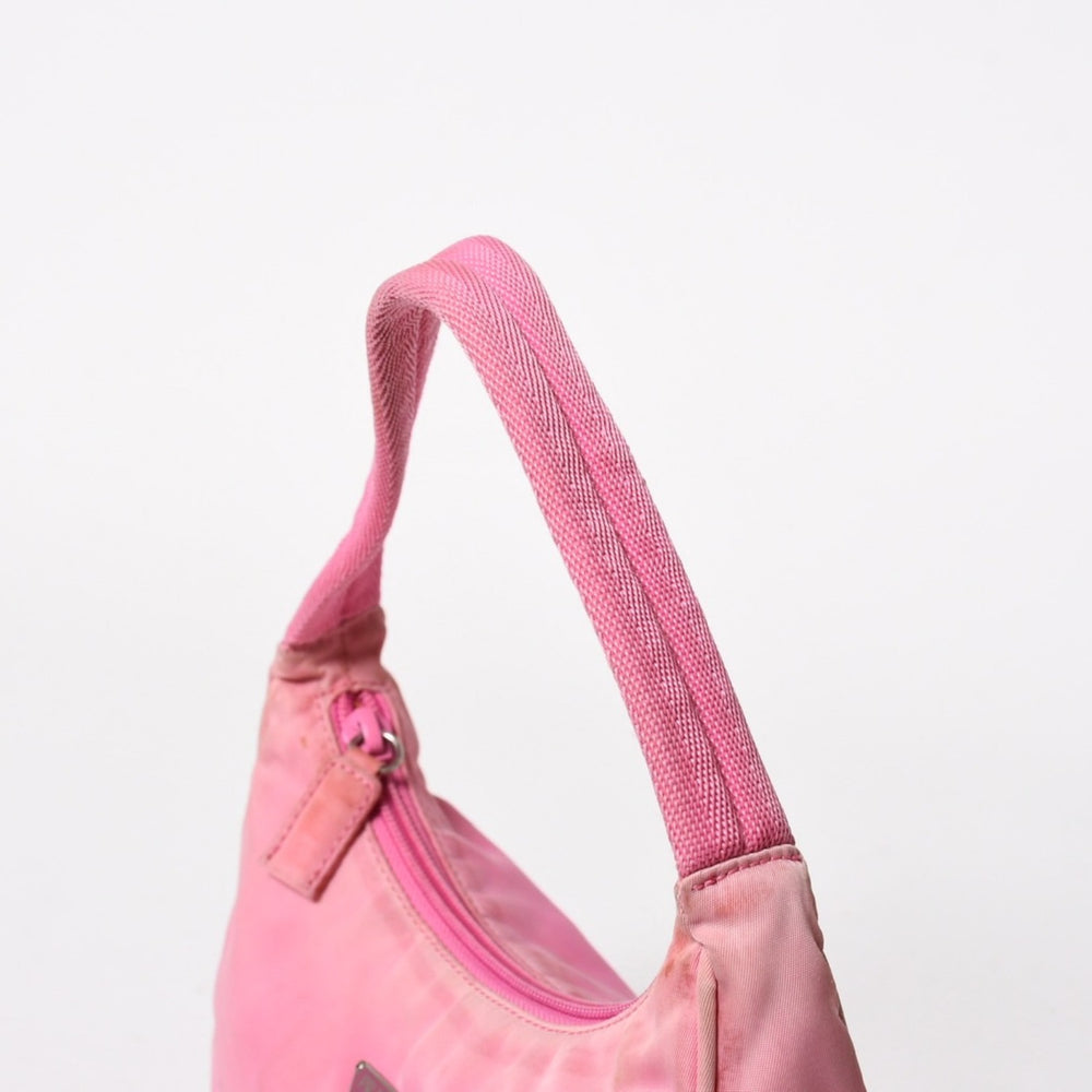 PRADA Hobo One Shoulder Bag Triangle Logo Triangle Logo Plate Nylon Pink Used 4a005829