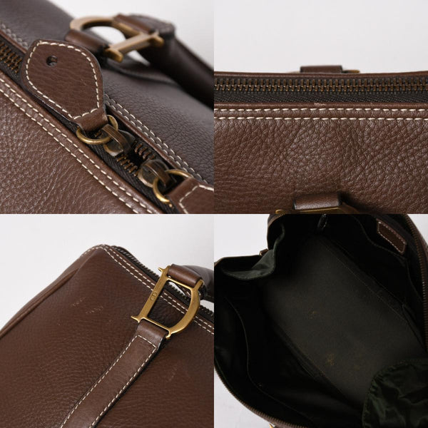 Very good condition CHRISTIAN DIOR Christian Dior leather brown handbag gold hardware RU 0061 used 4a005784
