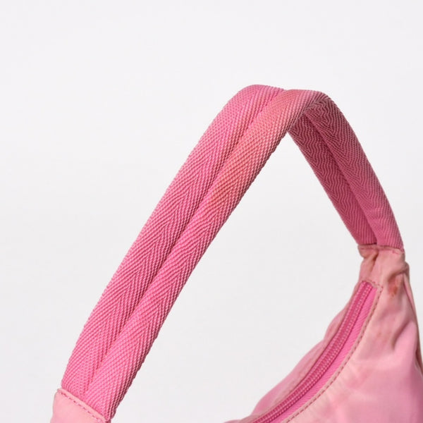 PRADA Hobo One Shoulder Bag Triangle Logo Triangle Logo Plate Nylon Pink Used 4a005829