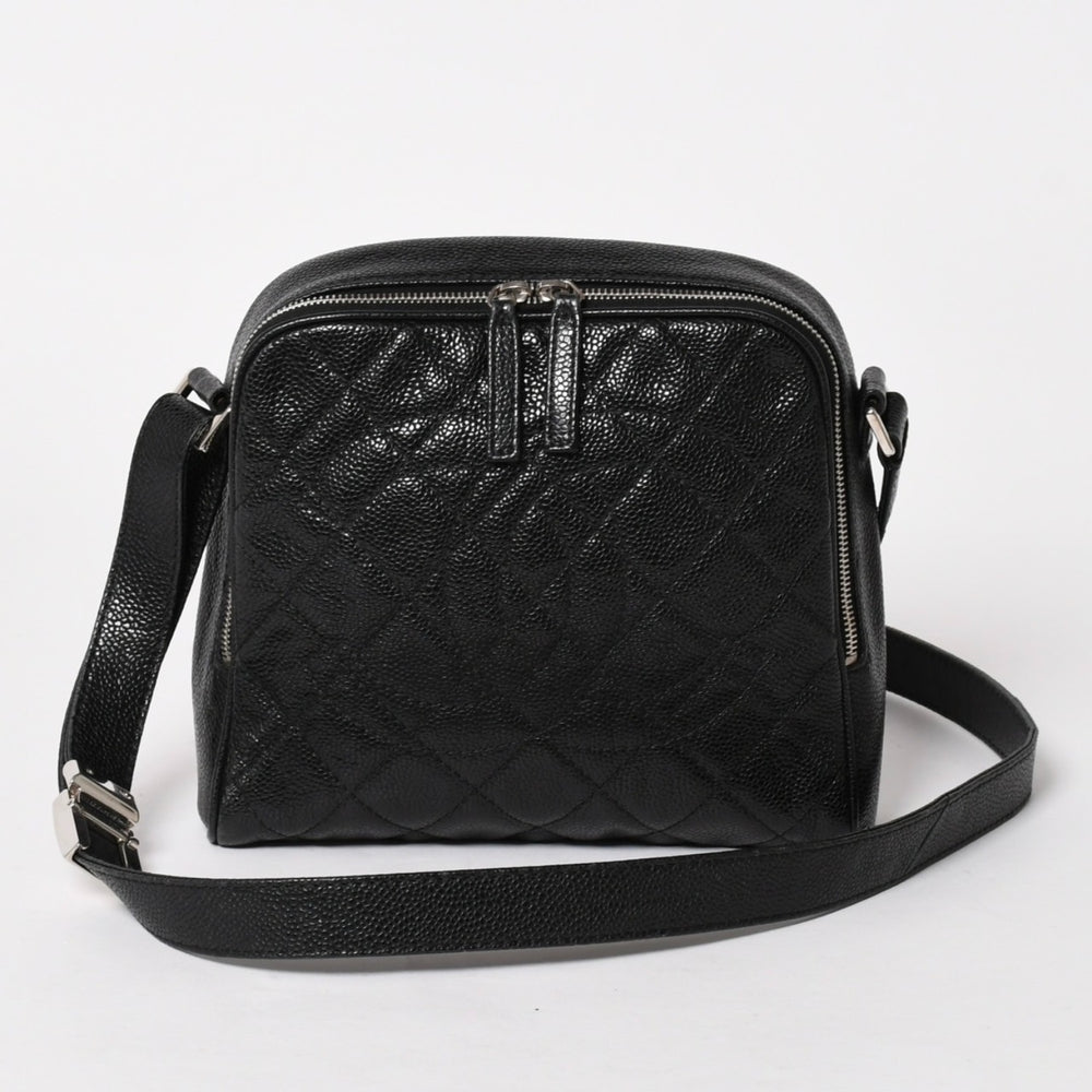 CHANEL シャネル ショルダーバッグ 11番台 ココマーク キャビアスキン レザー ブラック シルバー金具 美品 中古 4a005891