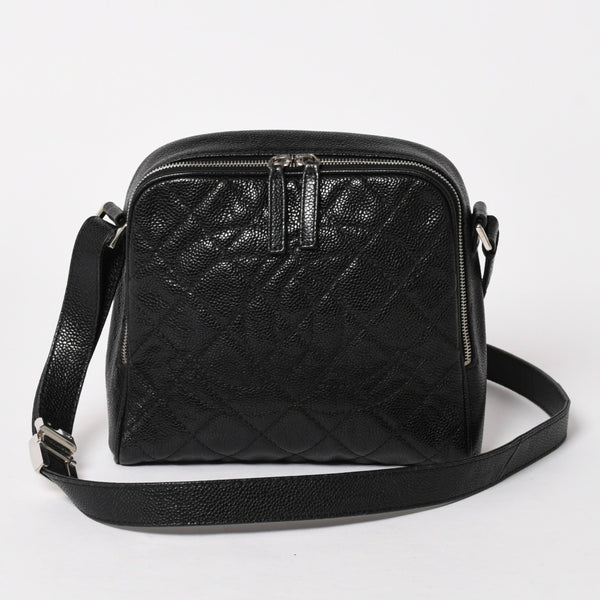 CHANEL シャネル ショルダーバッグ 11番台 ココマーク キャビアスキン レザー ブラック シルバー金具 美品 中古 4a005891