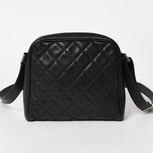 CHANEL シャネル ショルダーバッグ 11番台 ココマーク キャビアスキン レザー ブラック シルバー金具 美品 中古 4a005891