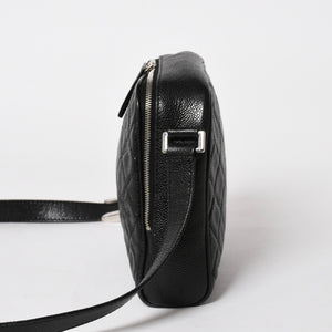 CHANEL シャネル ショルダーバッグ 11番台 ココマーク キャビアスキン レザー ブラック シルバー金具 美品 中古 4a005891