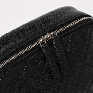 CHANEL シャネル ショルダーバッグ 11番台 ココマーク キャビアスキン レザー ブラック シルバー金具 美品 中古 4a005891