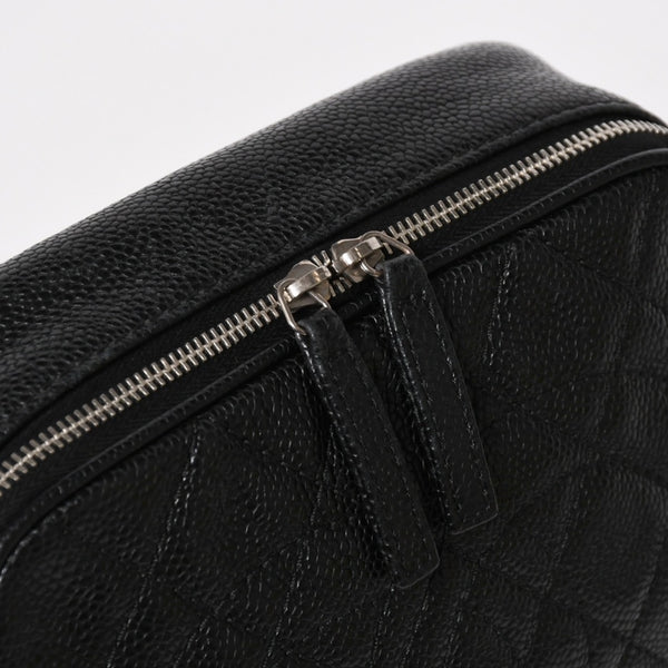 CHANEL シャネル ショルダーバッグ 11番台 ココマーク キャビアスキン レザー ブラック シルバー金具 美品 中古 4a005891