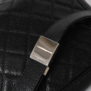 CHANEL シャネル ショルダーバッグ 11番台 ココマーク キャビアスキン レザー ブラック シルバー金具 美品 中古 4a005891