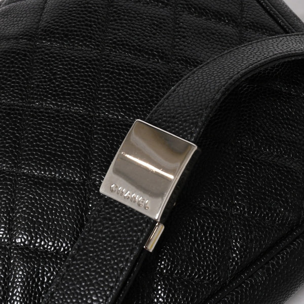 CHANEL シャネル ショルダーバッグ 11番台 ココマーク キャビアスキン レザー ブラック シルバー金具 美品 中古 4a005891