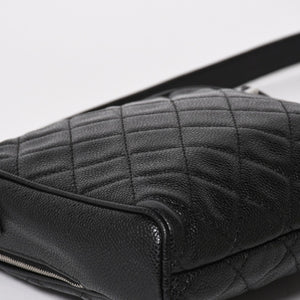 CHANEL シャネル ショルダーバッグ 11番台 ココマーク キャビアスキン レザー ブラック シルバー金具 美品 中古 4a005891