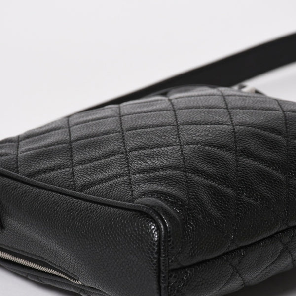 CHANEL シャネル ショルダーバッグ 11番台 ココマーク キャビアスキン レザー ブラック シルバー金具 美品 中古 4a005891