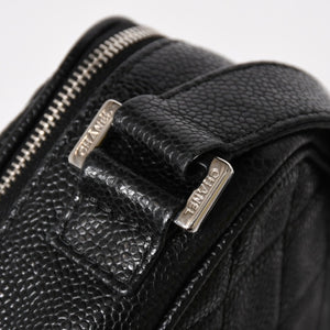 CHANEL シャネル ショルダーバッグ 11番台 ココマーク キャビアスキン レザー ブラック シルバー金具 美品 中古 4a005891