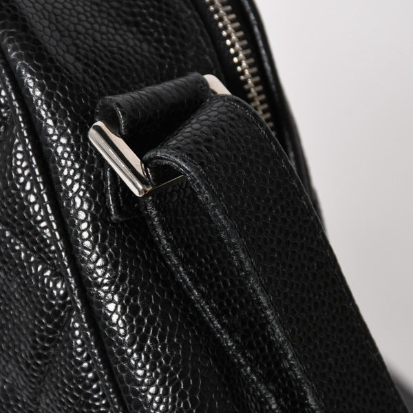 CHANEL シャネル ショルダーバッグ 11番台 ココマーク キャビアスキン レザー ブラック シルバー金具 美品 中古 4a005891