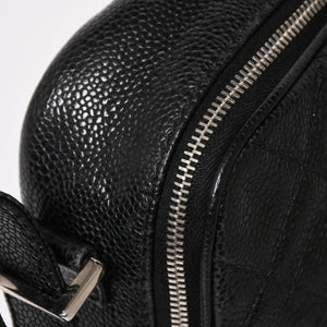 CHANEL シャネル ショルダーバッグ 11番台 ココマーク キャビアスキン レザー ブラック シルバー金具 美品 中古 4a005891