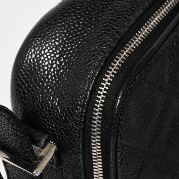 CHANEL シャネル ショルダーバッグ 11番台 ココマーク キャビアスキン レザー ブラック シルバー金具 美品 中古 4a005891