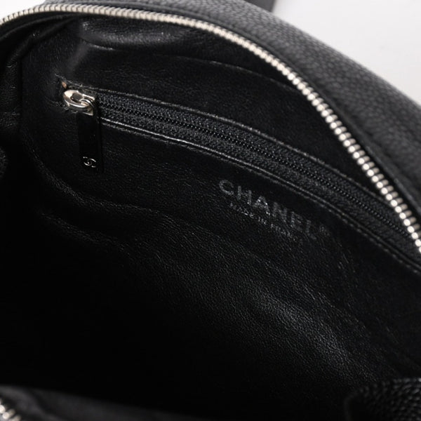 CHANEL シャネル ショルダーバッグ 11番台 ココマーク キャビアスキン レザー ブラック シルバー金具 美品 中古 4a005891