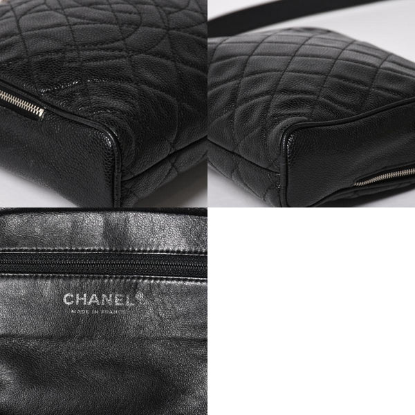 CHANEL シャネル ショルダーバッグ 11番台 ココマーク キャビアスキン レザー ブラック シルバー金具 美品 中古 4a005891