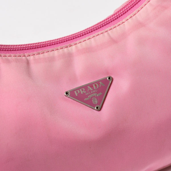 PRADA Hobo One Shoulder Bag Triangle Logo Triangle Logo Plate Nylon Pink Used 4a005829