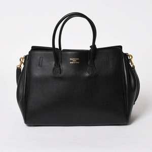 極美品 BALENCIAGA バレンシアガ ベルエアー ミディアム キャリーオール レザー 2WAY ハンドバッグ ブラック ゴールド金具 812545 中古 4a005863
