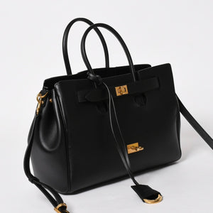 極美品 BALENCIAGA バレンシアガ ベルエアー ミディアム キャリーオール レザー 2WAY ハンドバッグ ブラック ゴールド金具 812545 中古 4a005863