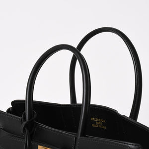 極美品 BALENCIAGA バレンシアガ ベルエアー ミディアム キャリーオール レザー 2WAY ハンドバッグ ブラック ゴールド金具 812545 中古 4a005863