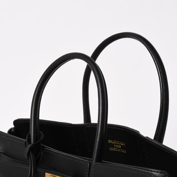 極美品 BALENCIAGA バレンシアガ ベルエアー ミディアム キャリーオール レザー 2WAY ハンドバッグ ブラック ゴールド金具 812545 中古 4a005863