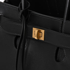 極美品 BALENCIAGA バレンシアガ ベルエアー ミディアム キャリーオール レザー 2WAY ハンドバッグ ブラック ゴールド金具 812545 中古 4a005863