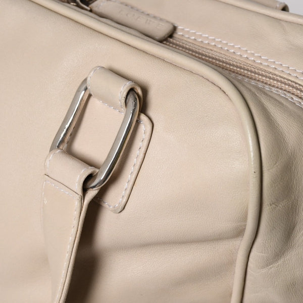 LOEWE ロエベ アナグラム トートバッグ ハンドバッグ アナグラム サイドポケットトート レザー アイボリー シルバー金具 中古 4a005831