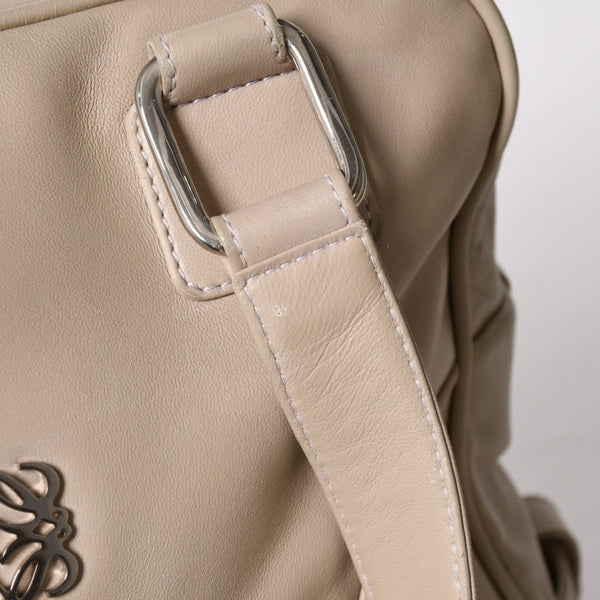 LOEWE ロエベ アナグラム トートバッグ ハンドバッグ アナグラム サイドポケットトート レザー アイボリー シルバー金具 中古 4a005831