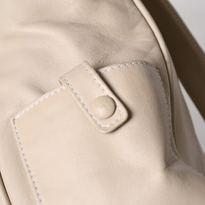 LOEWE ロエベ アナグラム トートバッグ ハンドバッグ アナグラム サイドポケットトート レザー アイボリー シルバー金具 中古 4a005831