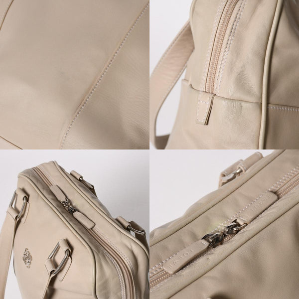 LOEWE ロエベ アナグラム トートバッグ ハンドバッグ アナグラム サイドポケットトート レザー アイボリー シルバー金具 中古 4a005831