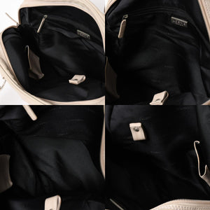 LOEWE ロエベ アナグラム トートバッグ ハンドバッグ アナグラム サイドポケットトート レザー アイボリー シルバー金具 中古 4a005831