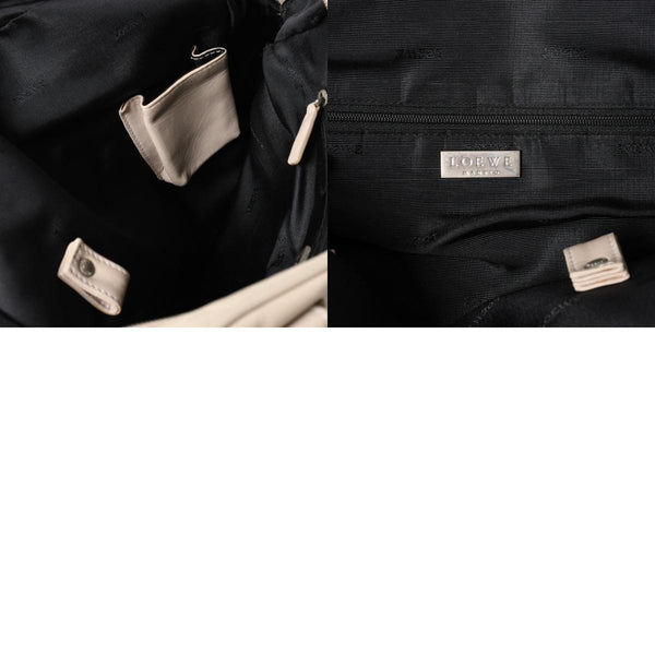 LOEWE ロエベ アナグラム トートバッグ ハンドバッグ アナグラム サイドポケットトート レザー アイボリー シルバー金具 中古 4a005831