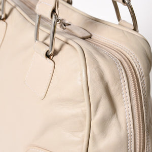 LOEWE ロエベ アナグラム トートバッグ ハンドバッグ アナグラム サイドポケットトート レザー アイボリー シルバー金具 中古 4a005831