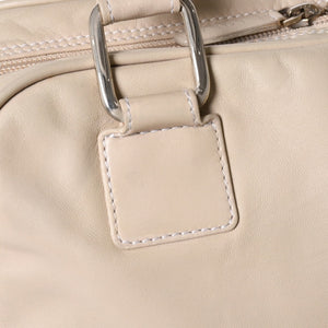 LOEWE ロエベ アナグラム トートバッグ ハンドバッグ アナグラム サイドポケットトート レザー アイボリー シルバー金具 中古 4a005831