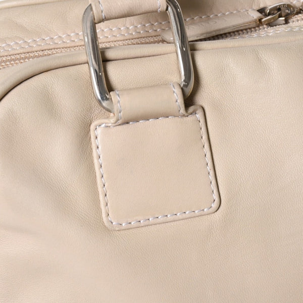 LOEWE ロエベ アナグラム トートバッグ ハンドバッグ アナグラム サイドポケットトート レザー アイボリー シルバー金具 中古 4a005831